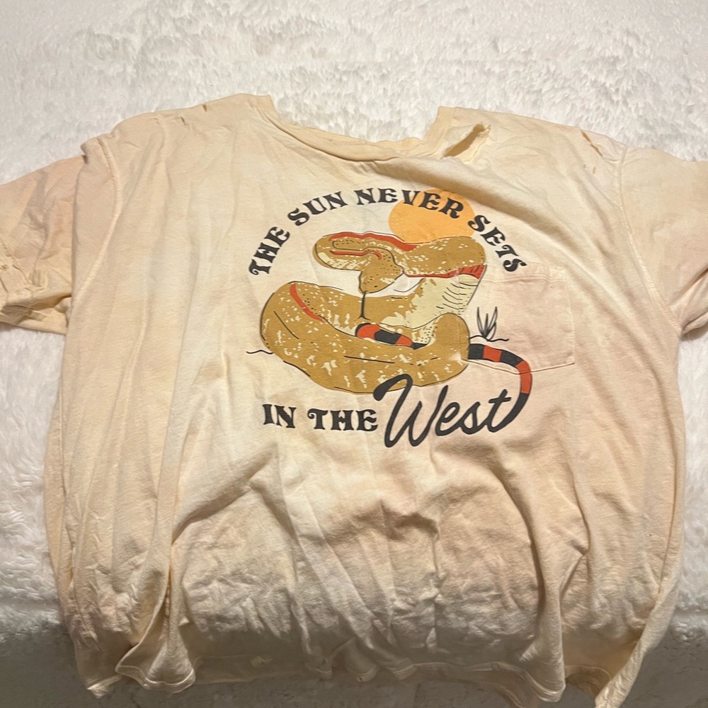 Free People Distressed Cream Tee